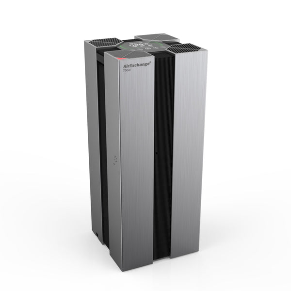 Atherra AirExchange 750‑T luchtreiniger met HEPA‑filter voor beste luchtreiniging, kleur grijs, zijkant