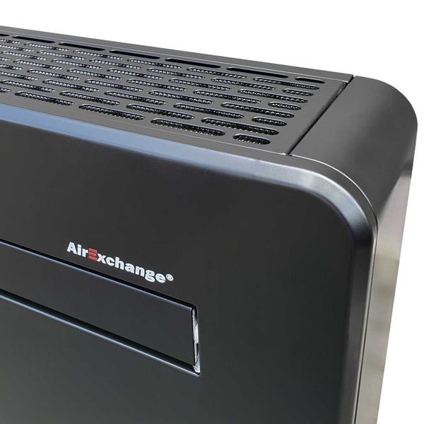 AirExchange monoblock warmtepomp, kleur zwart, rechter bovenkant