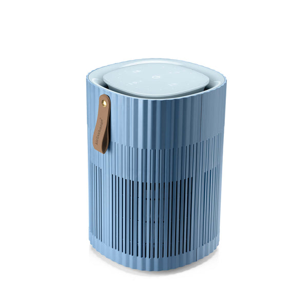 AirExchange 150‑T, fluisterstille luchtreiniger voor in de slaapkamer, voor schone lucht en betere slaap, blauw, zijkant
