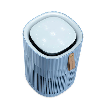 AirExchange 150‑T, fluisterstille luchtreiniger voor in de slaapkamer, voor schone lucht en betere slaap, blauw, bovenkant met display
