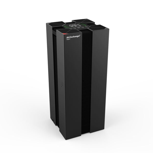 Atherra AirExchange 750‑T luchtreiniger met HEPA‑filter, voor beste luchtreiniging, kleur zwart, zijkant met display