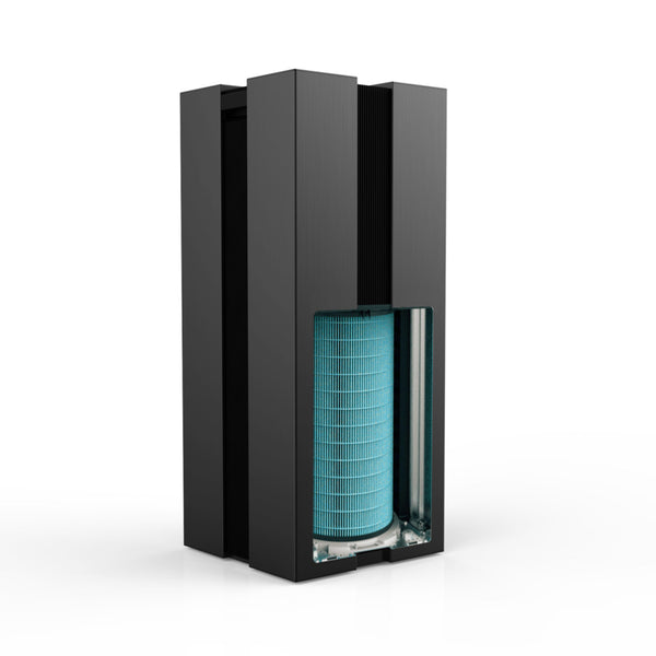 Atherra AirExchange 750‑T luchtreiniger met HEPA‑filter, voor beste luchtreiniging, kleur zwart, met los filter aan de zijkant