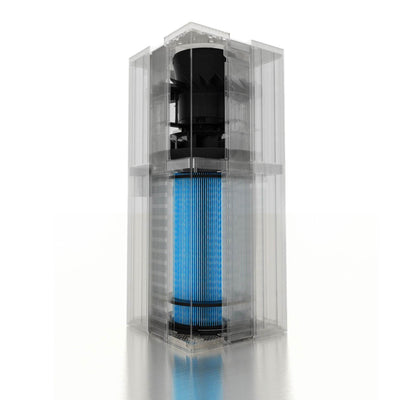 Atherra AirExchange 750‑T luchtreiniger met HEPA‑filter, kleur zwart, voor beste luchtreiniging, transparant, met los filter en onderdelen aan de zijkant