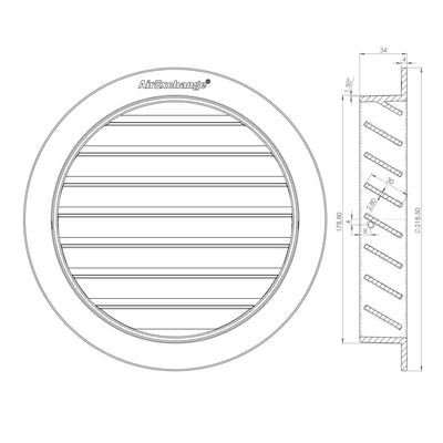 AirExchange Aluminium Buitenroosters Ø180mm (set)