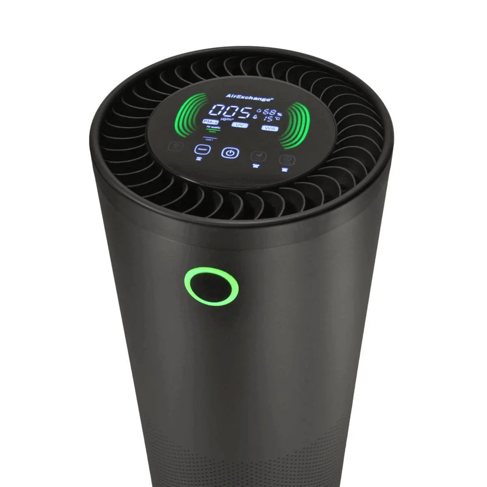 AirExchange 600-T luchtreiniger voor de slaapkamer met HEPA-filter, zwart, met display